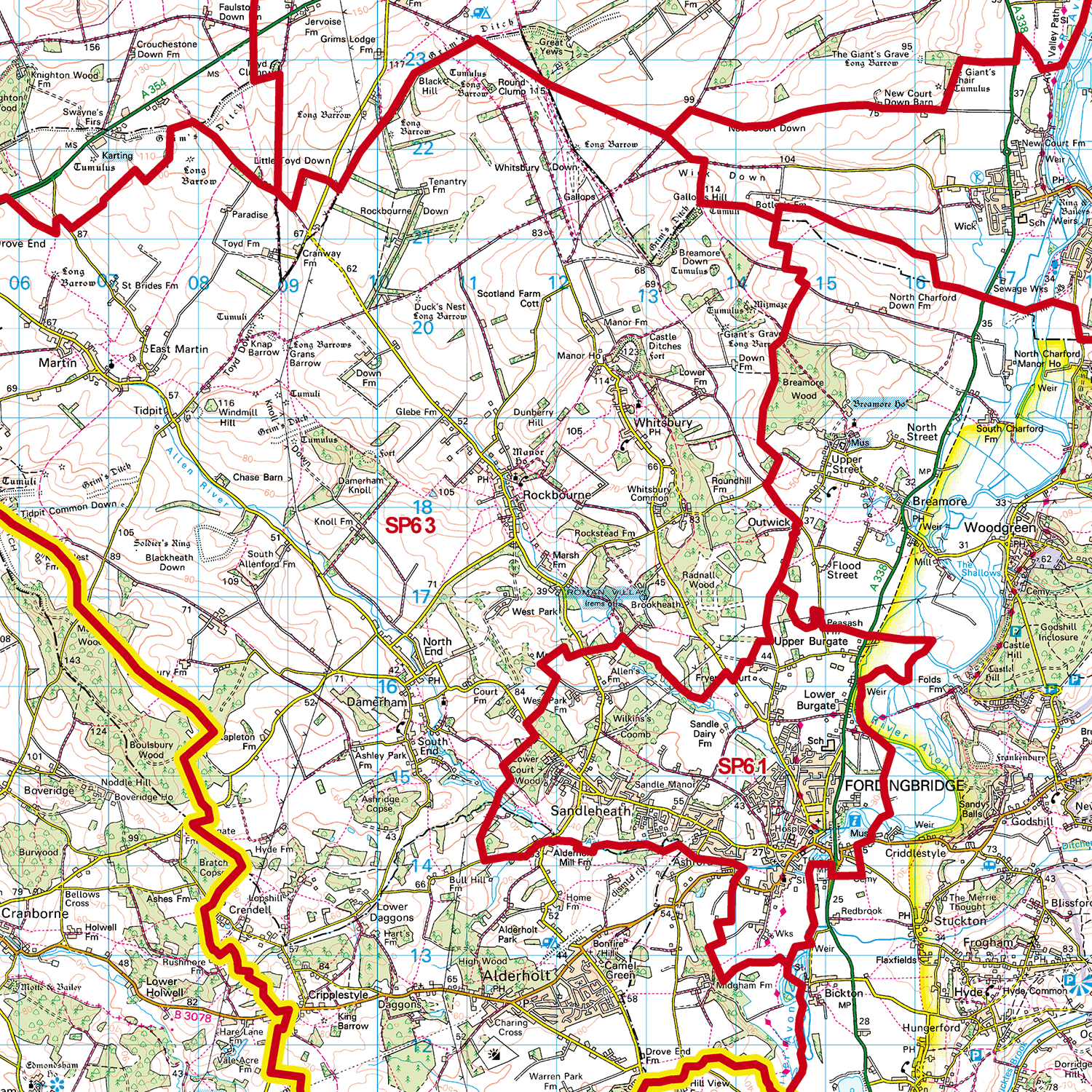 Salisbury - SP - Postcode Sector Map (G108)