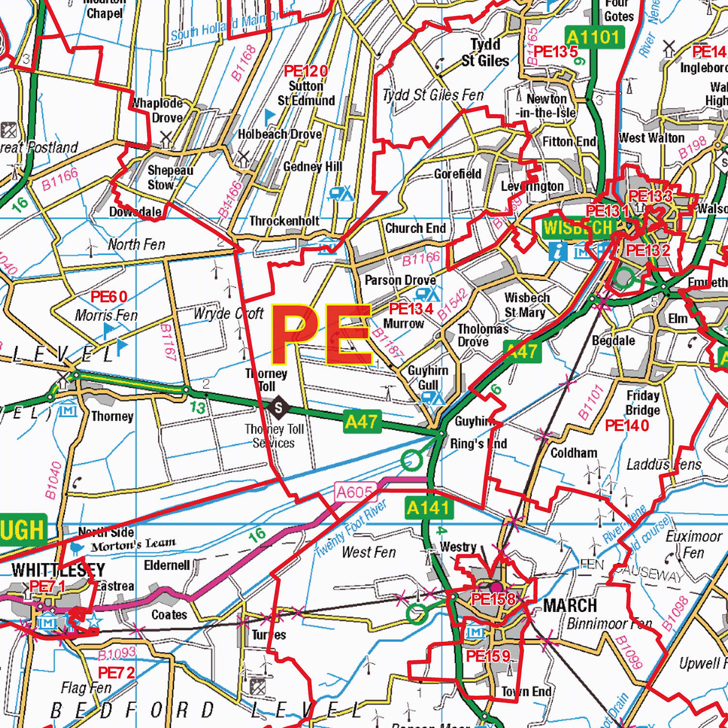 Peterborough - PE - Postcode Sector Map (G10)