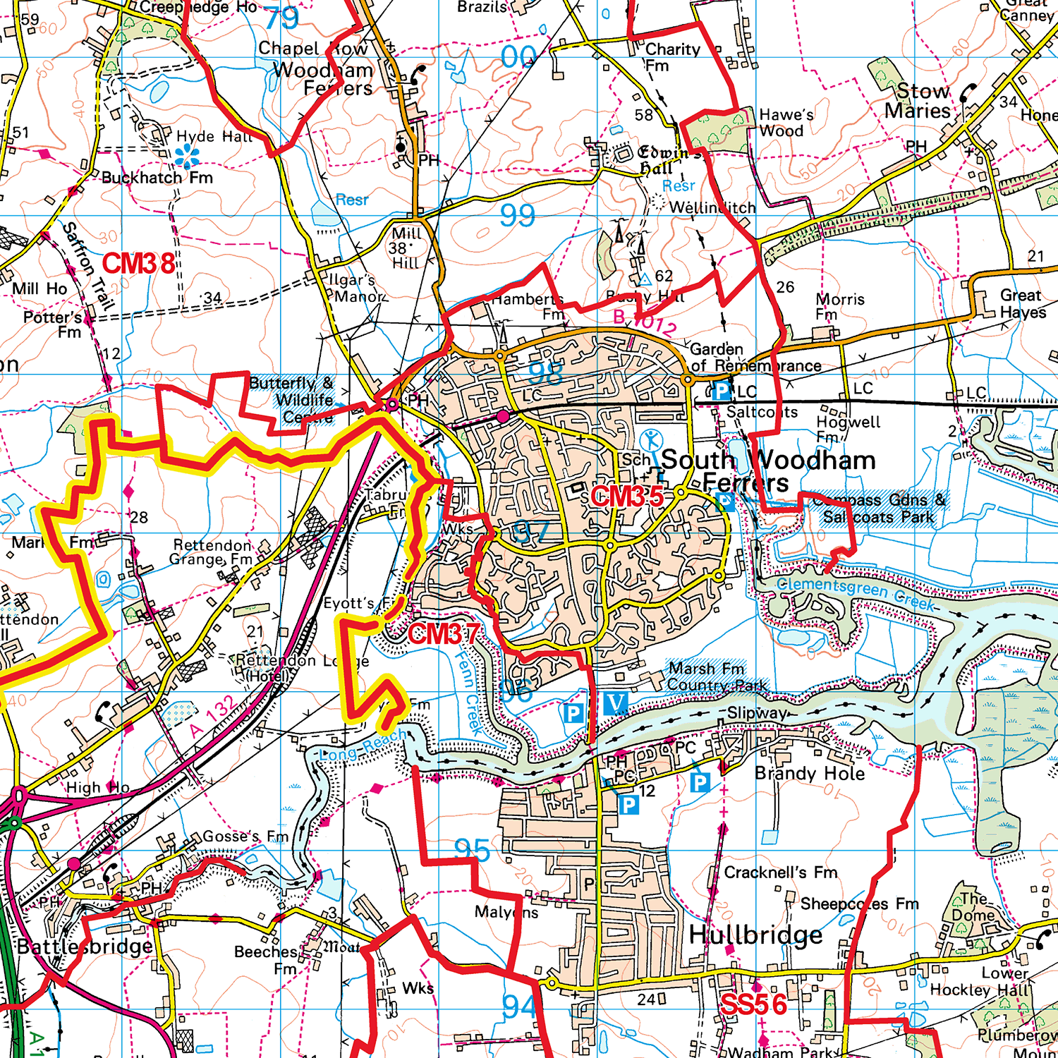 Southend on Sea  - SS - Postcode Sector Map (G110)