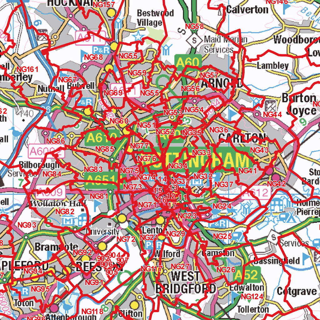 Nottingham - NG - Postcode Sector Map (G11)