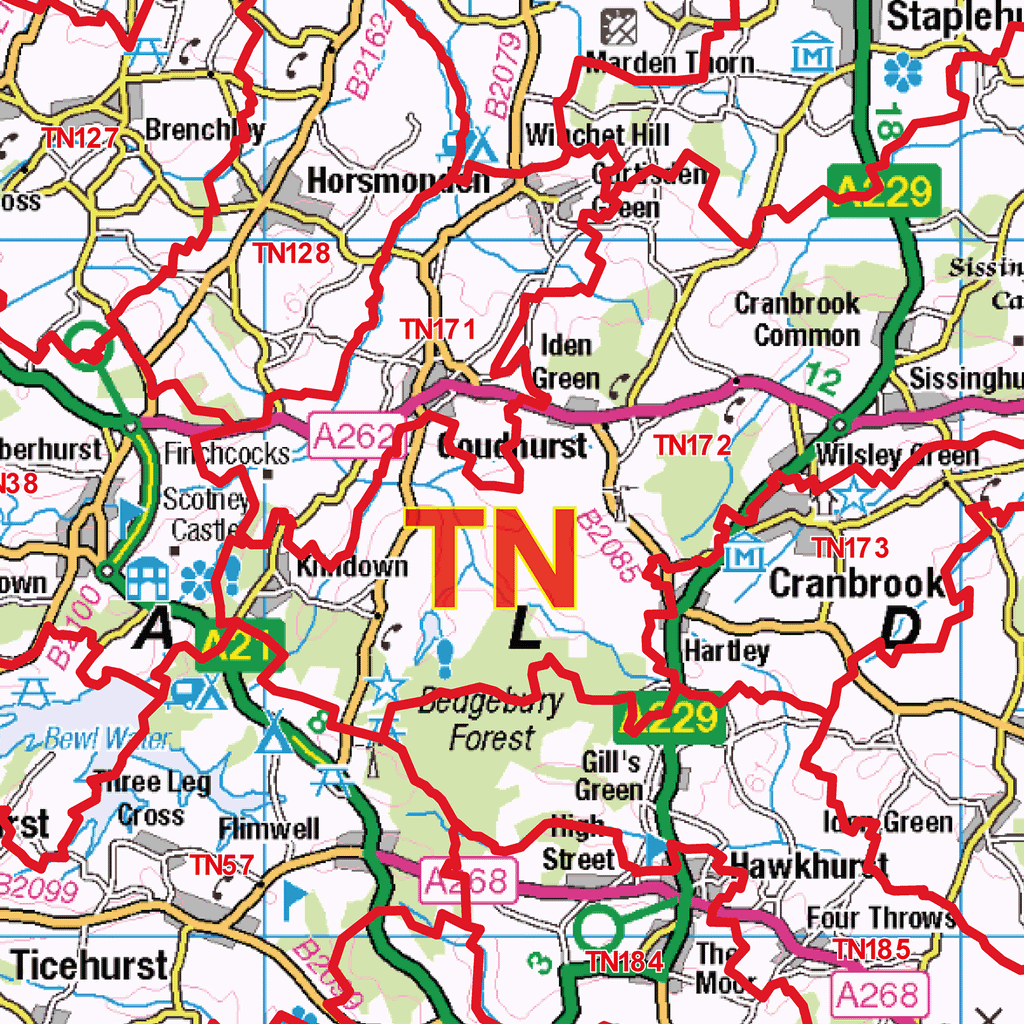 Tonbridge - TN - Postcode Sector Map (G113)