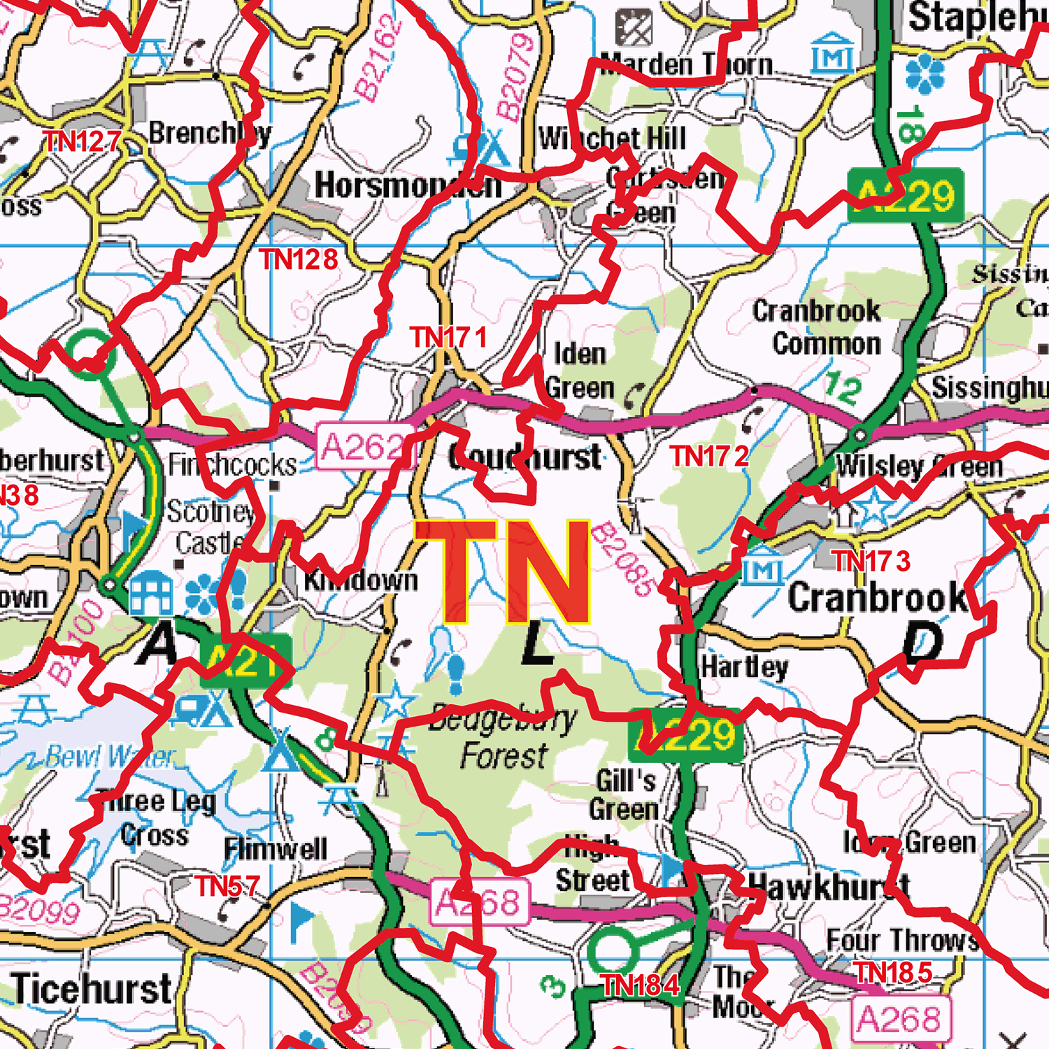 Tonbridge - TN - Postcode Sector Map (G113)