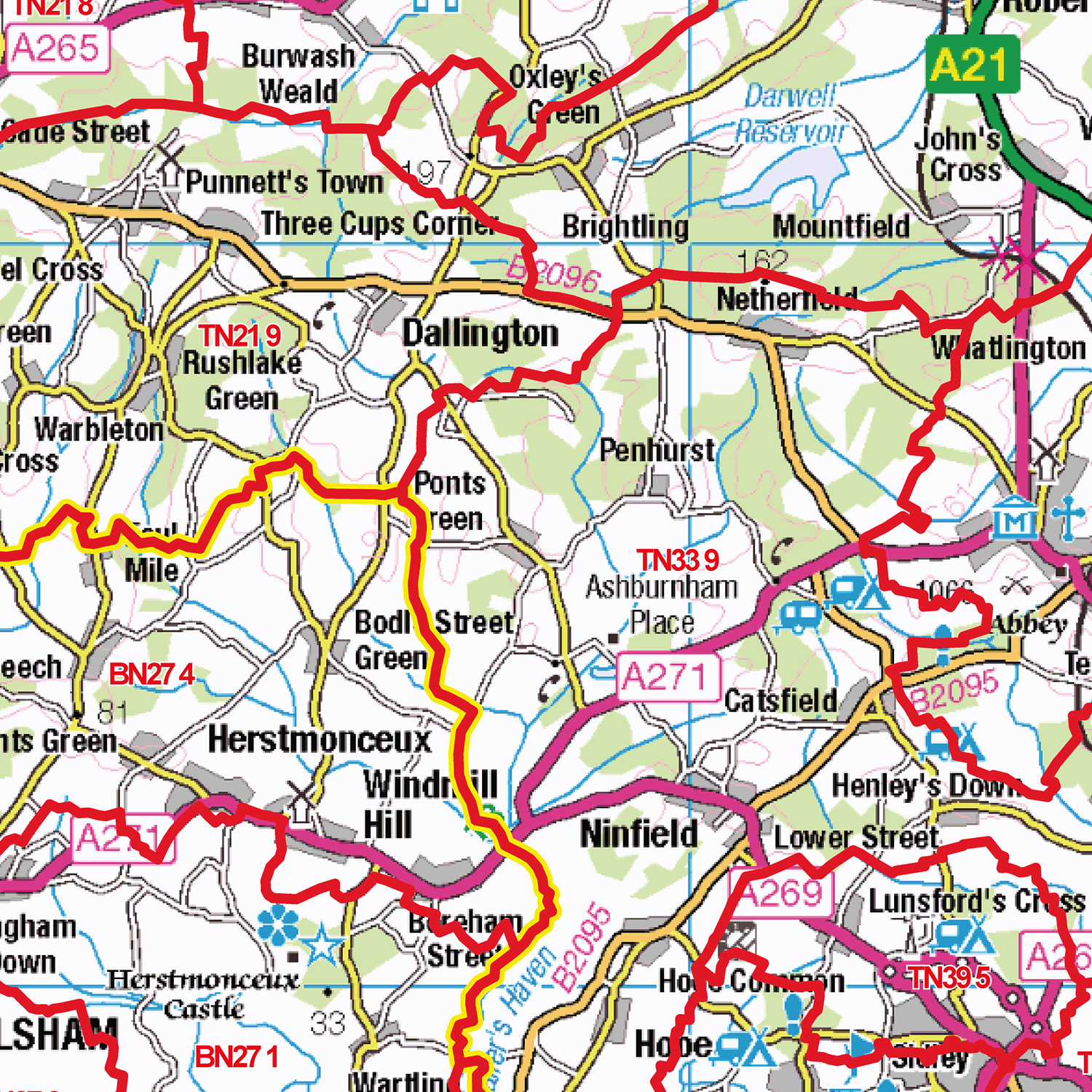 Tonbridge - TN - Postcode Sector Map (G113)