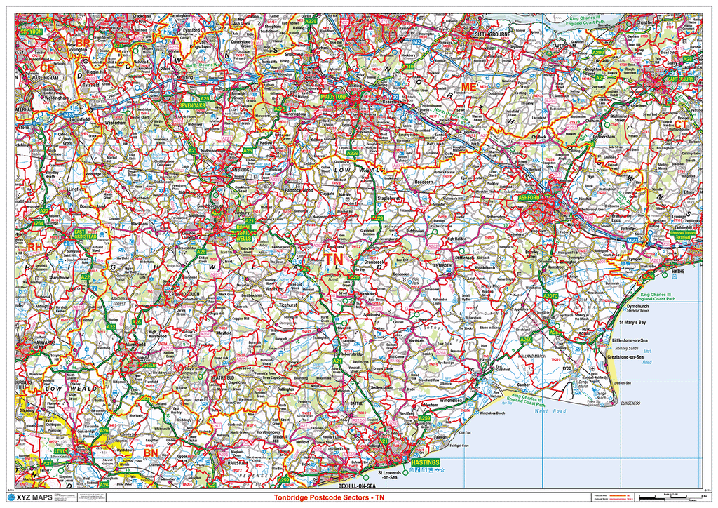 Tonbridge - TN - Postcode Sector Map (G113)