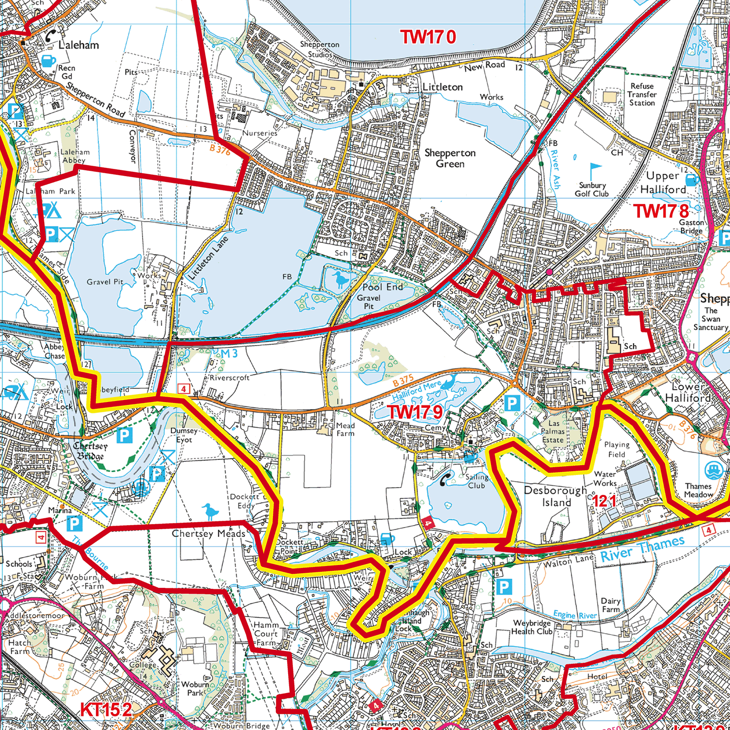 Twickenham - TW - Postcode Sector Map (G116)