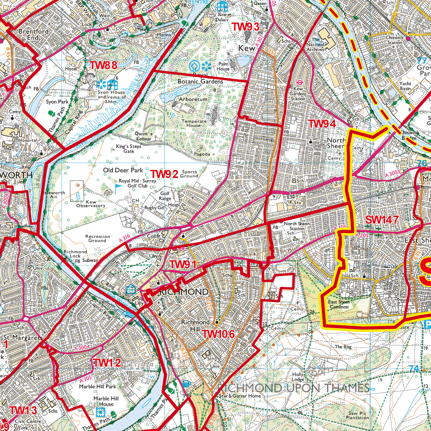 Twickenham - TW - Postcode Sector Map (G116)