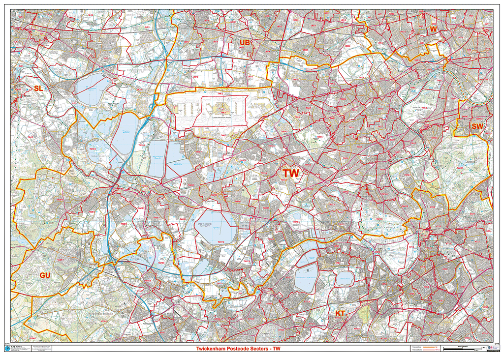 Twickenham - TW - Postcode Sector Map (G116)