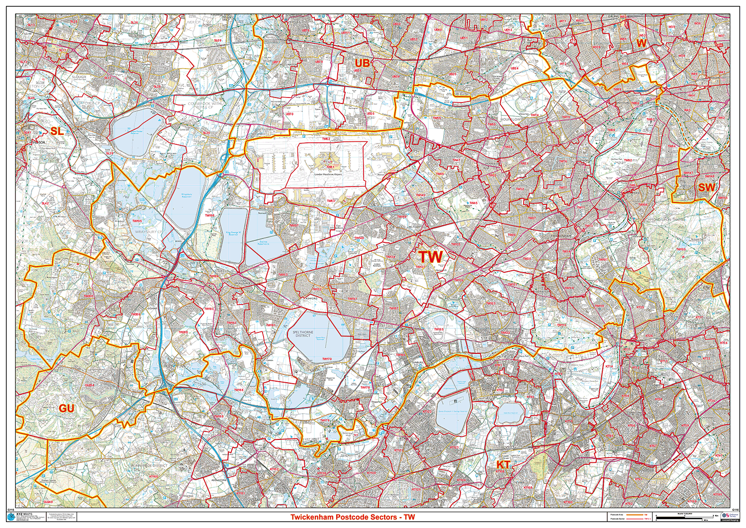 Twickenham - TW - Postcode Sector Map (G116)