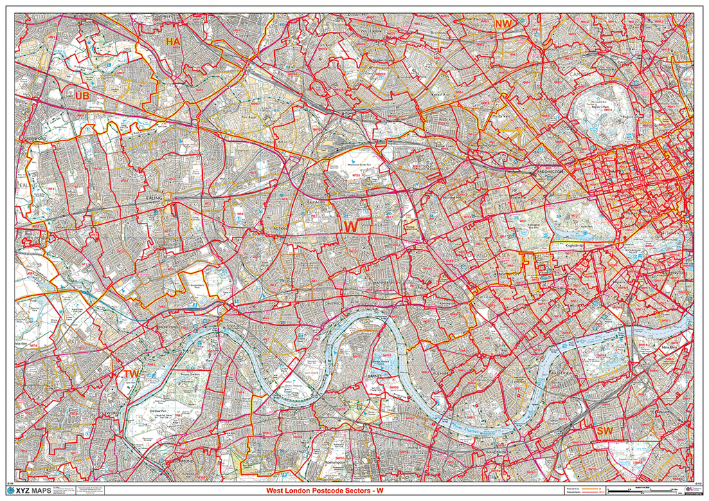 West London - W - Postcode Sector Map (G118)