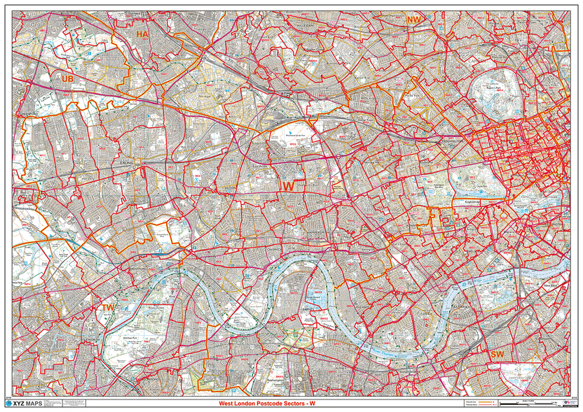 West London - W - Postcode Sector Map (G118) – XYZ Maps