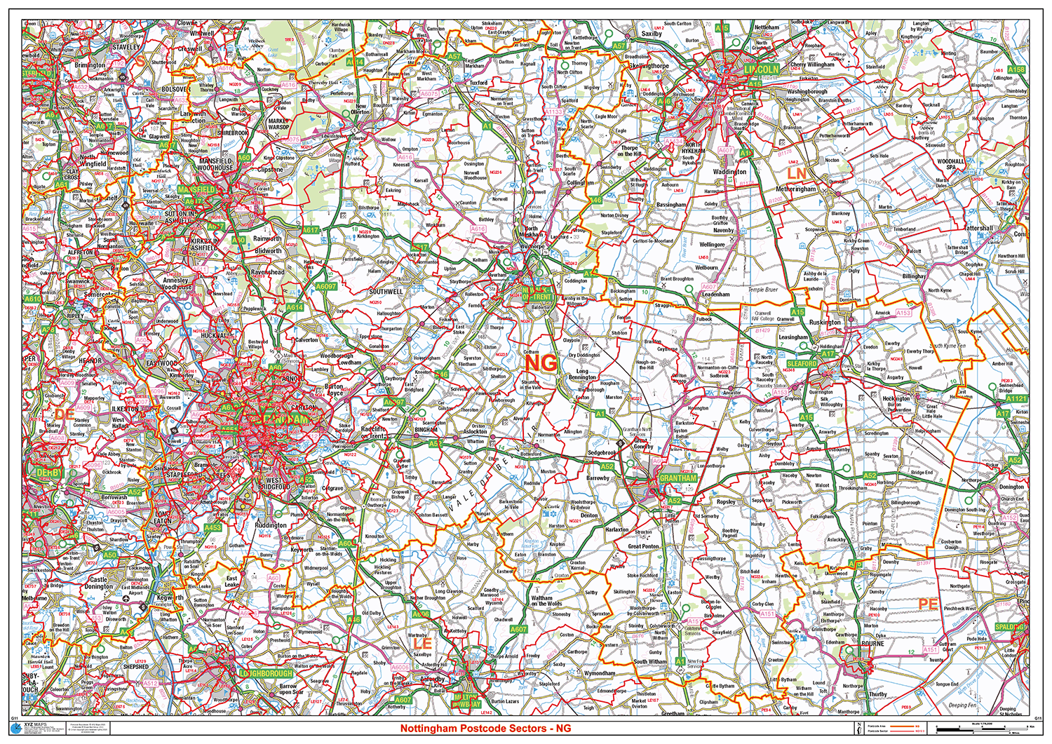 Nottingham - NG - Postcode Sector Map (G11)