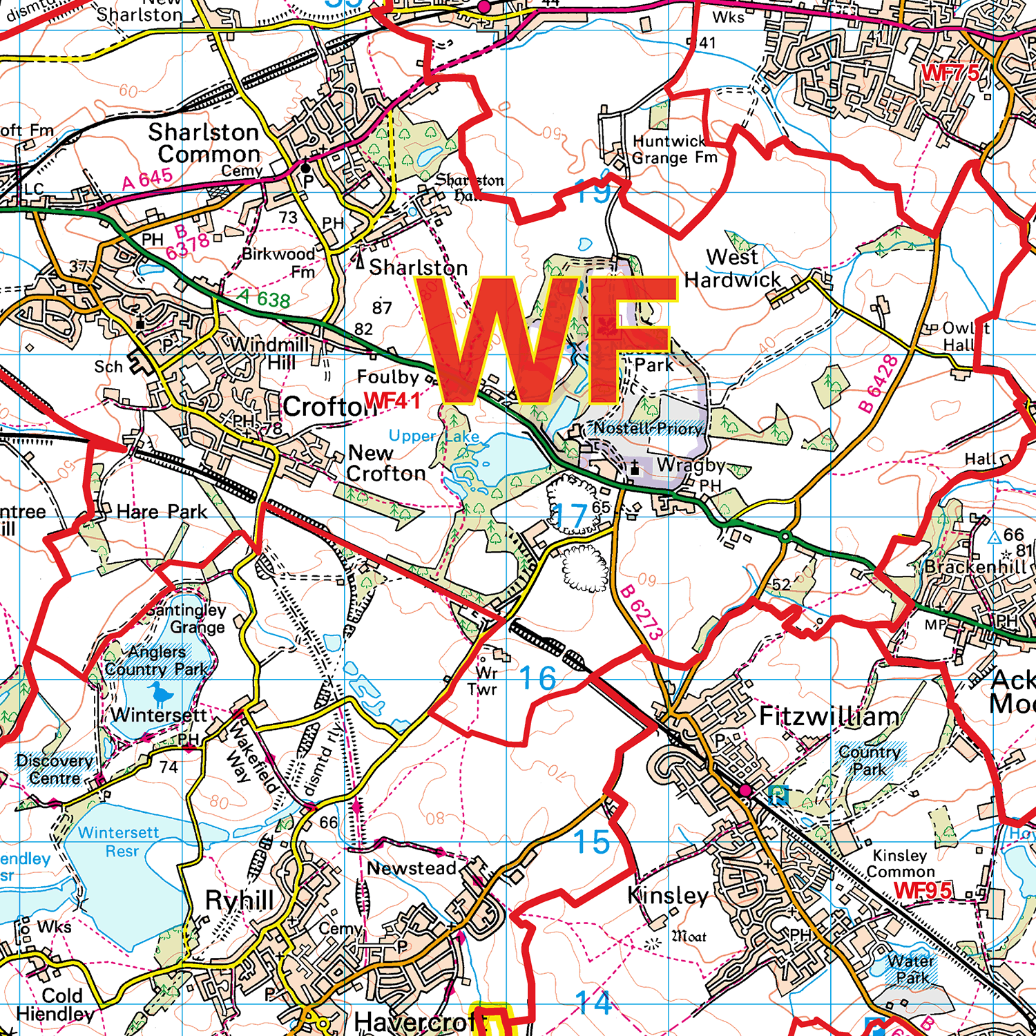 Wakefield - WF - Postcode Sector Map (G120)