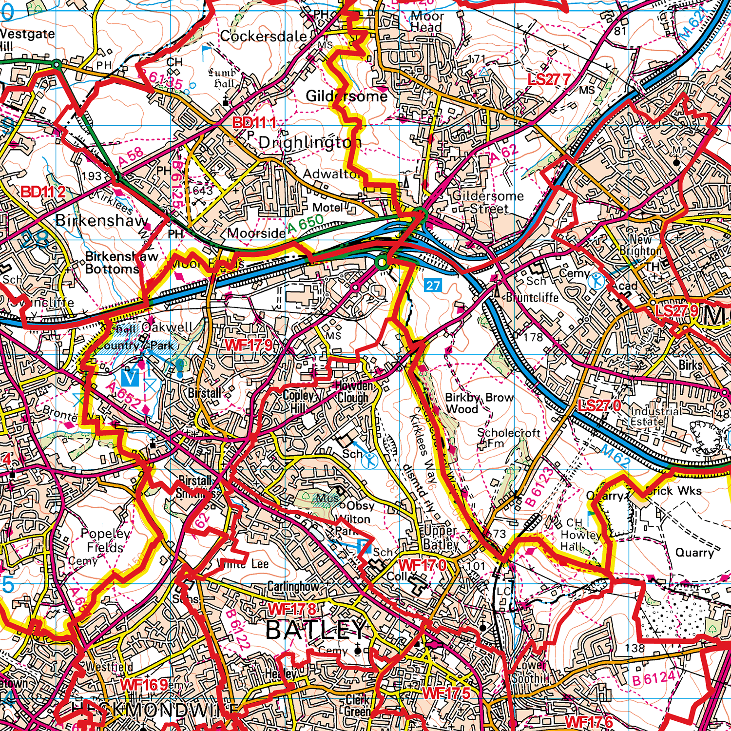 Wakefield - WF - Postcode Sector Map (G120)