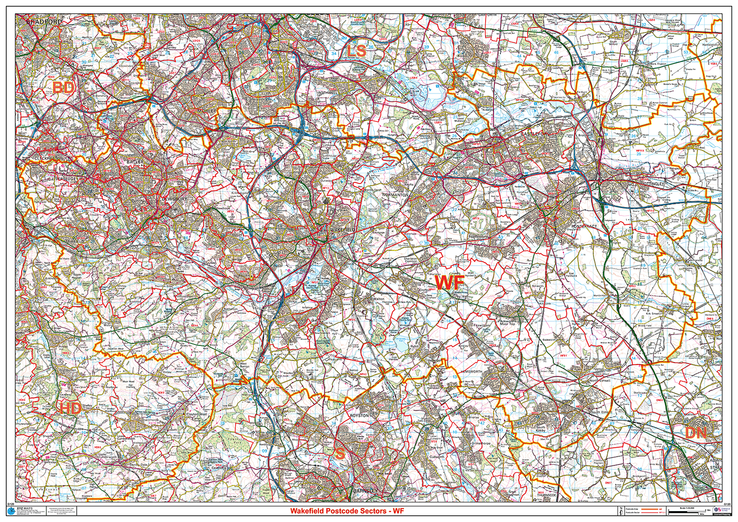 Wakefield - WF - Postcode Sector Map (G120)