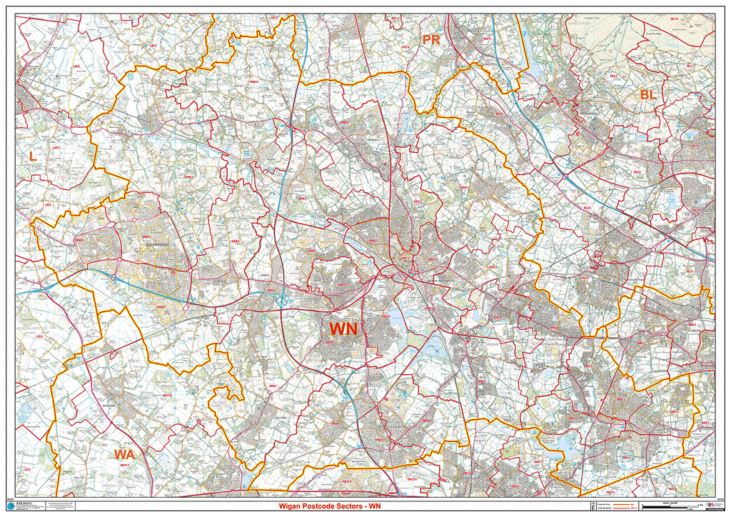 Wigan - WN - Postcode Sector Map (G121)