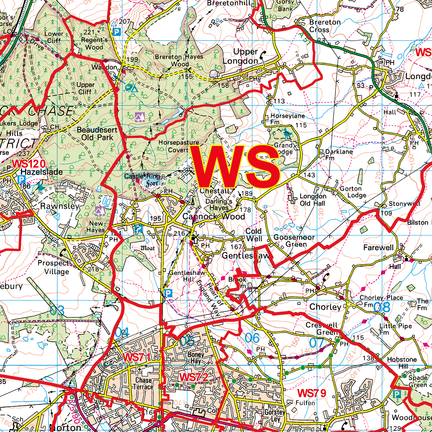 Walsall - WS- Postcode Sector Map (G123)