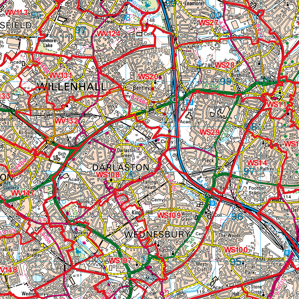 Walsall - WS- Postcode Sector Map (G123)