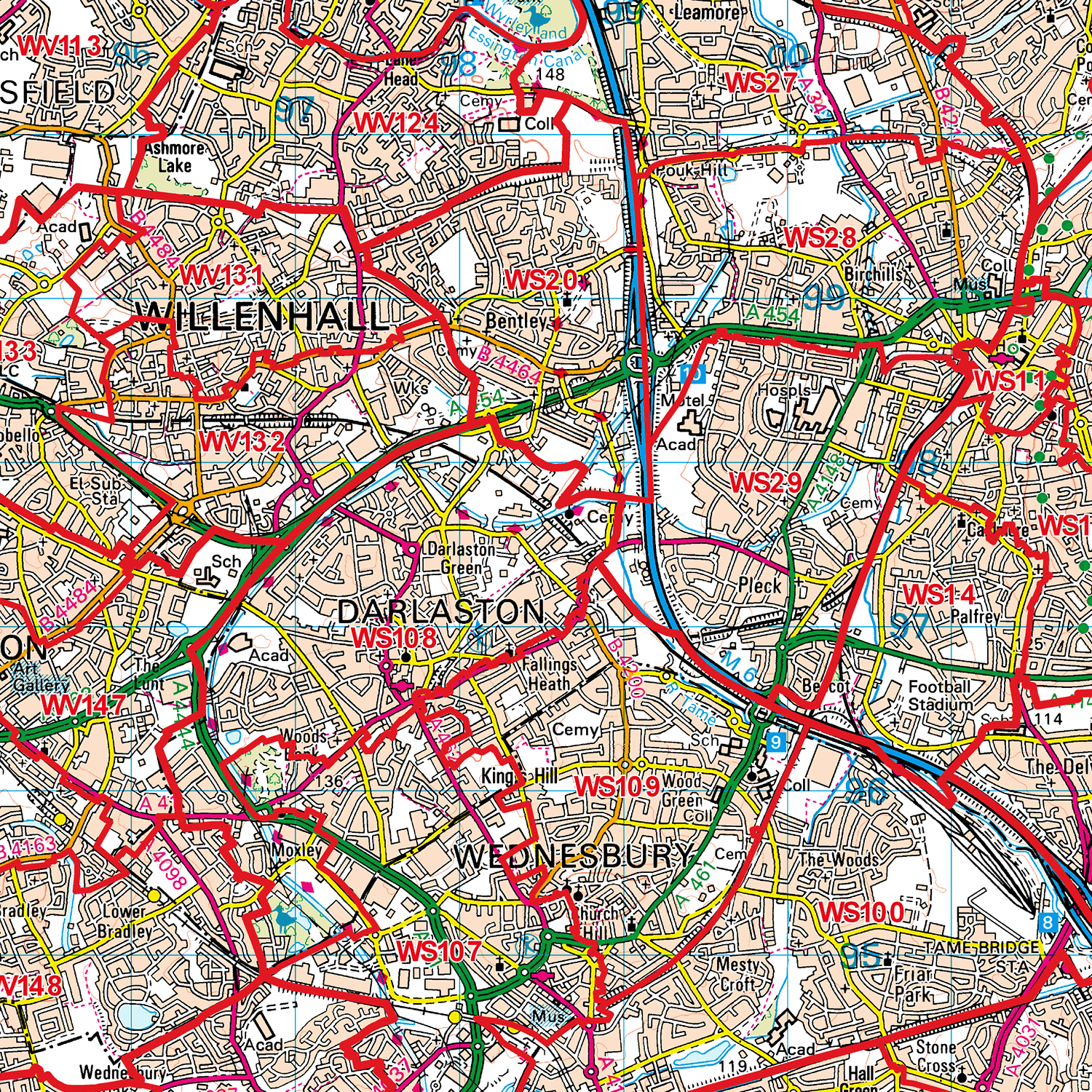 Walsall - WS- Postcode Sector Map (G123)
