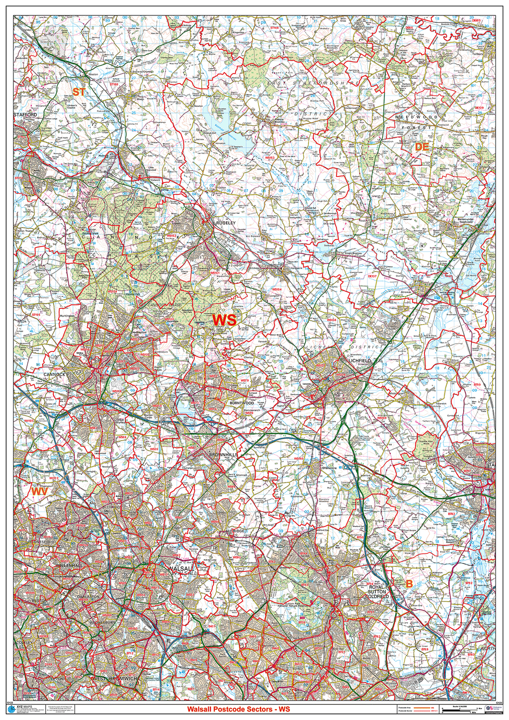 Walsall - WS- Postcode Sector Map (G123)