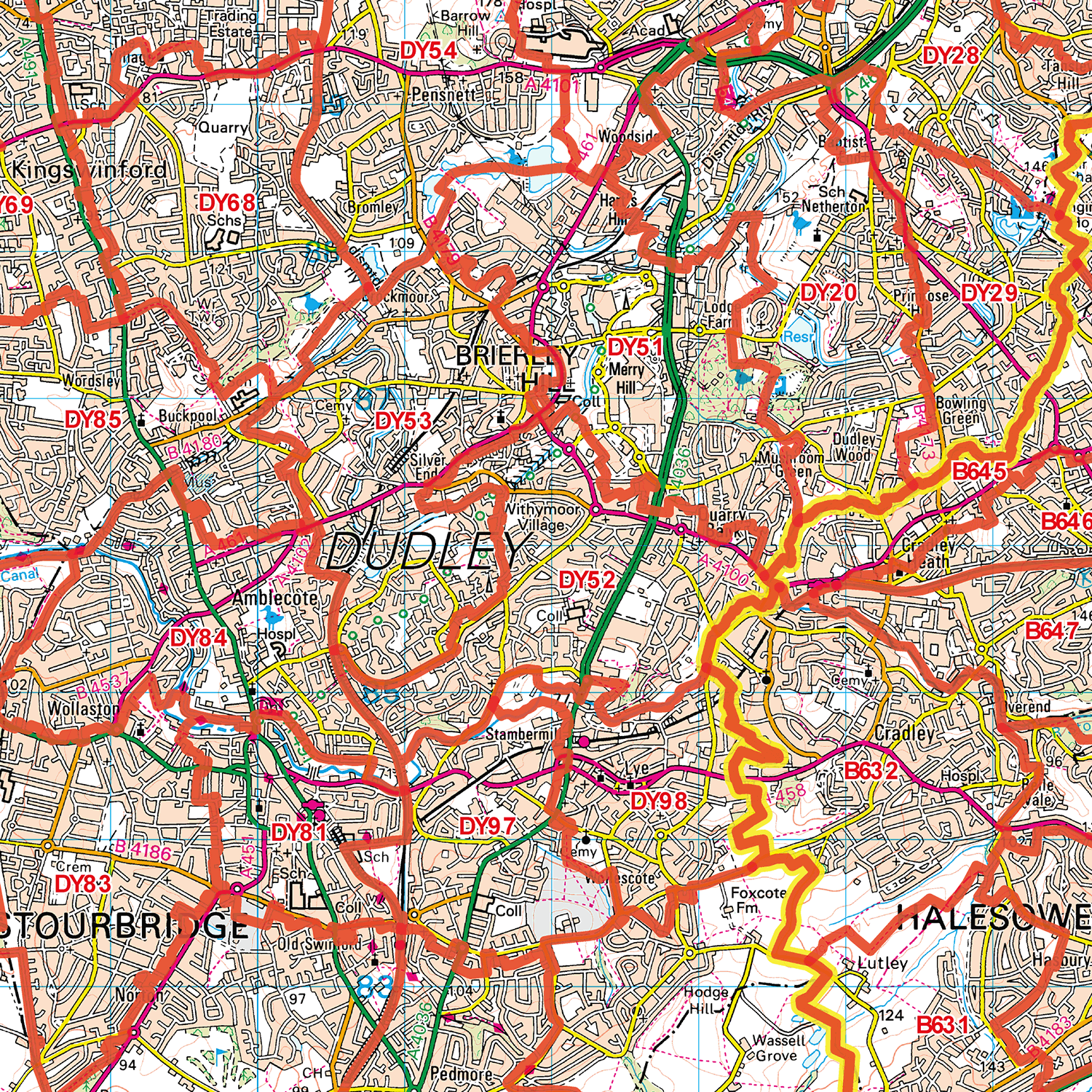 Wolverhampton - WV- Postcode Sector Map (G124)