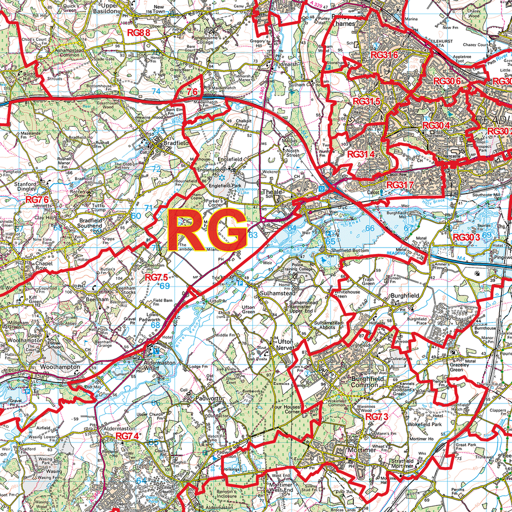 G12 Postcode Map Reading - RG - Postcode Sector Map (G12) – XYZ Maps