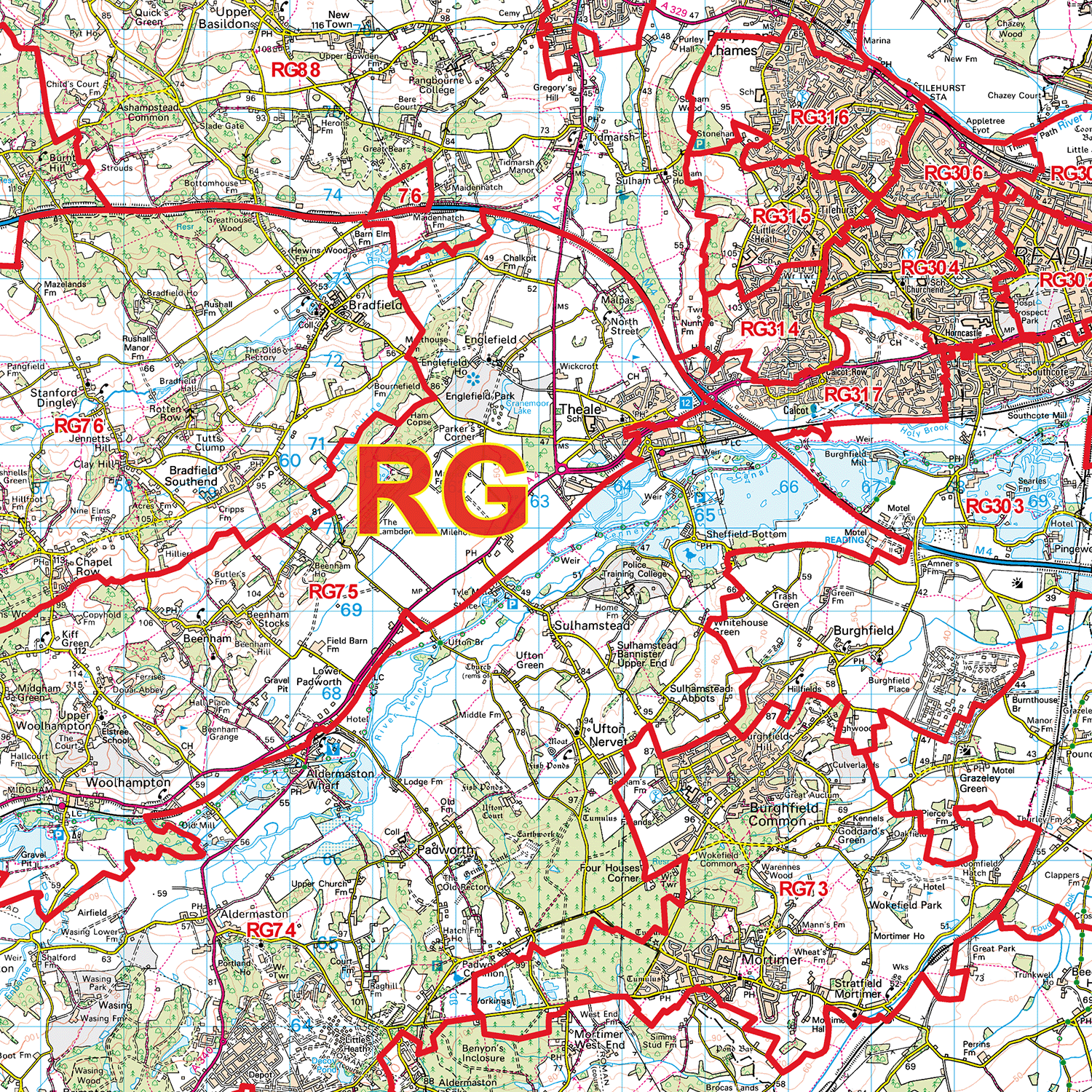 Reading - RG - Postcode Sector Map (G12)