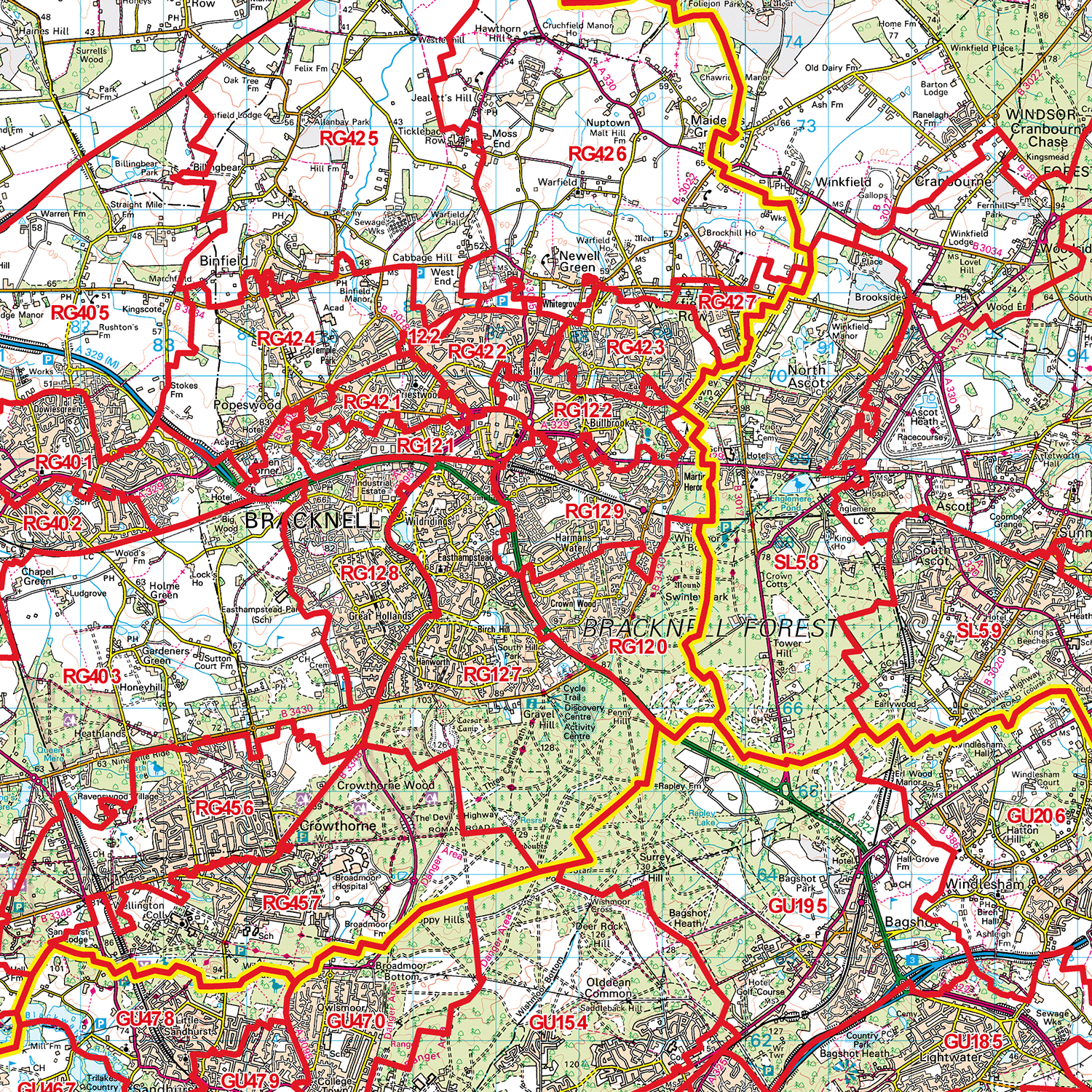 G12 Postcode Map Reading - RG - Postcode Sector Map (G12) – XYZ Maps