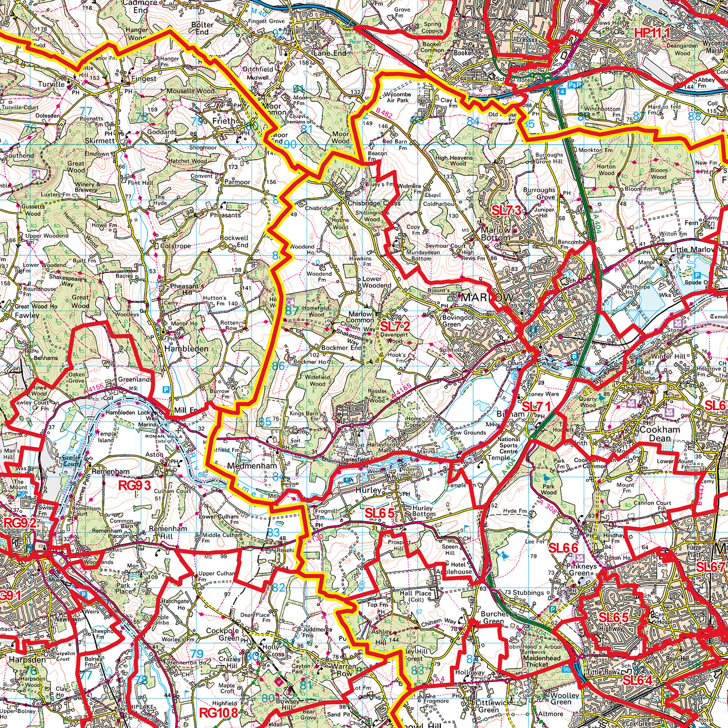 G12 Postcode Map Reading - RG - Postcode Sector Map (G12) – XYZ Maps