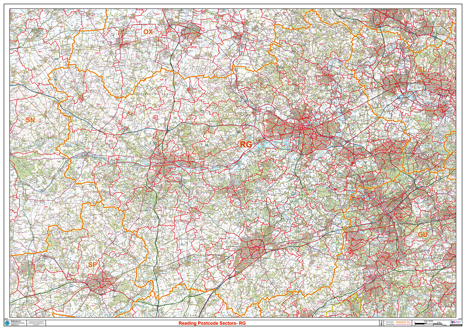 Reading - RG - Postcode Sector Map (G12) – XYZ Maps