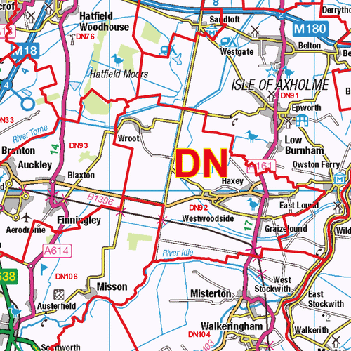 Doncaster - DN - Postcode Wall Map (G13)