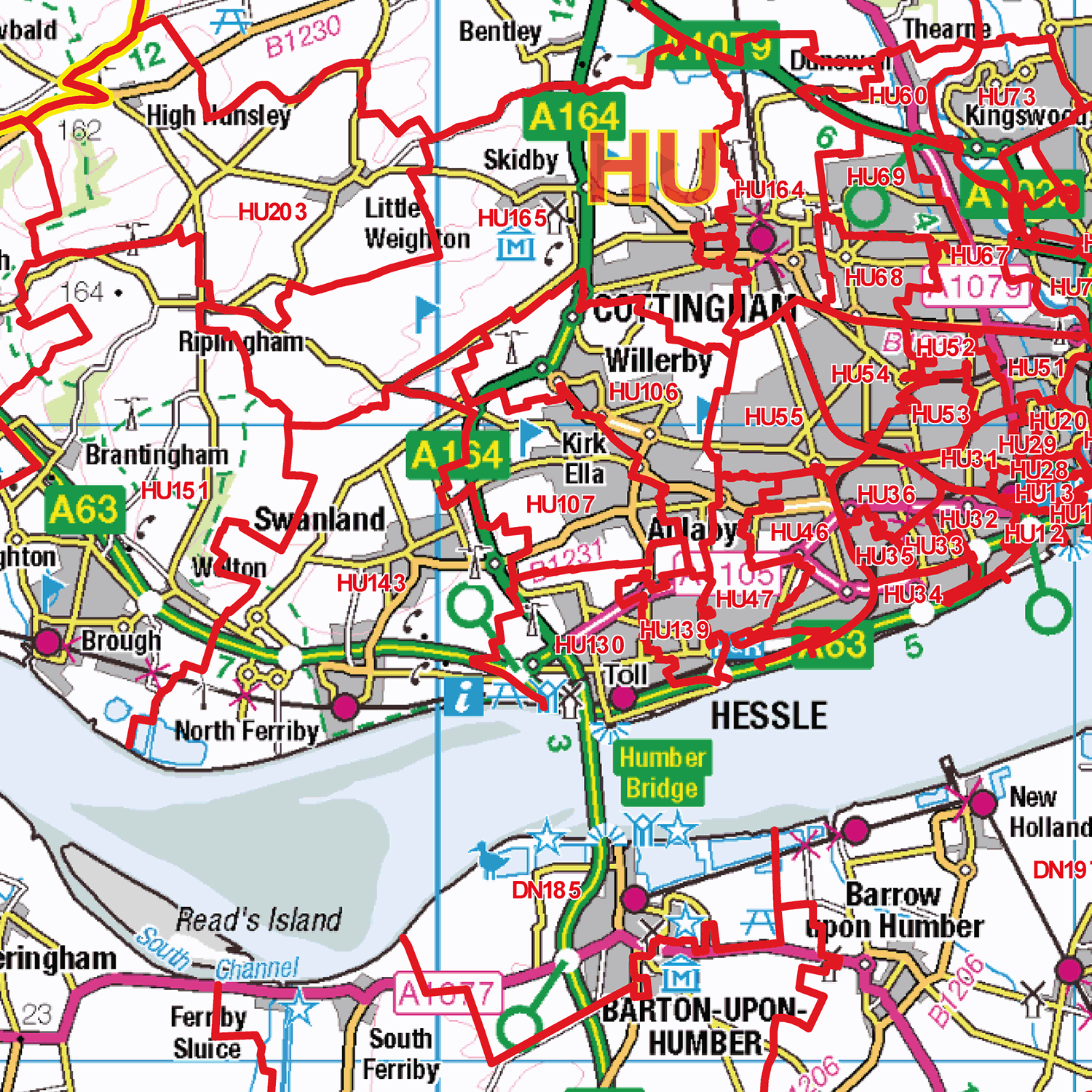Doncaster - DN - Postcode Wall Map (G13)