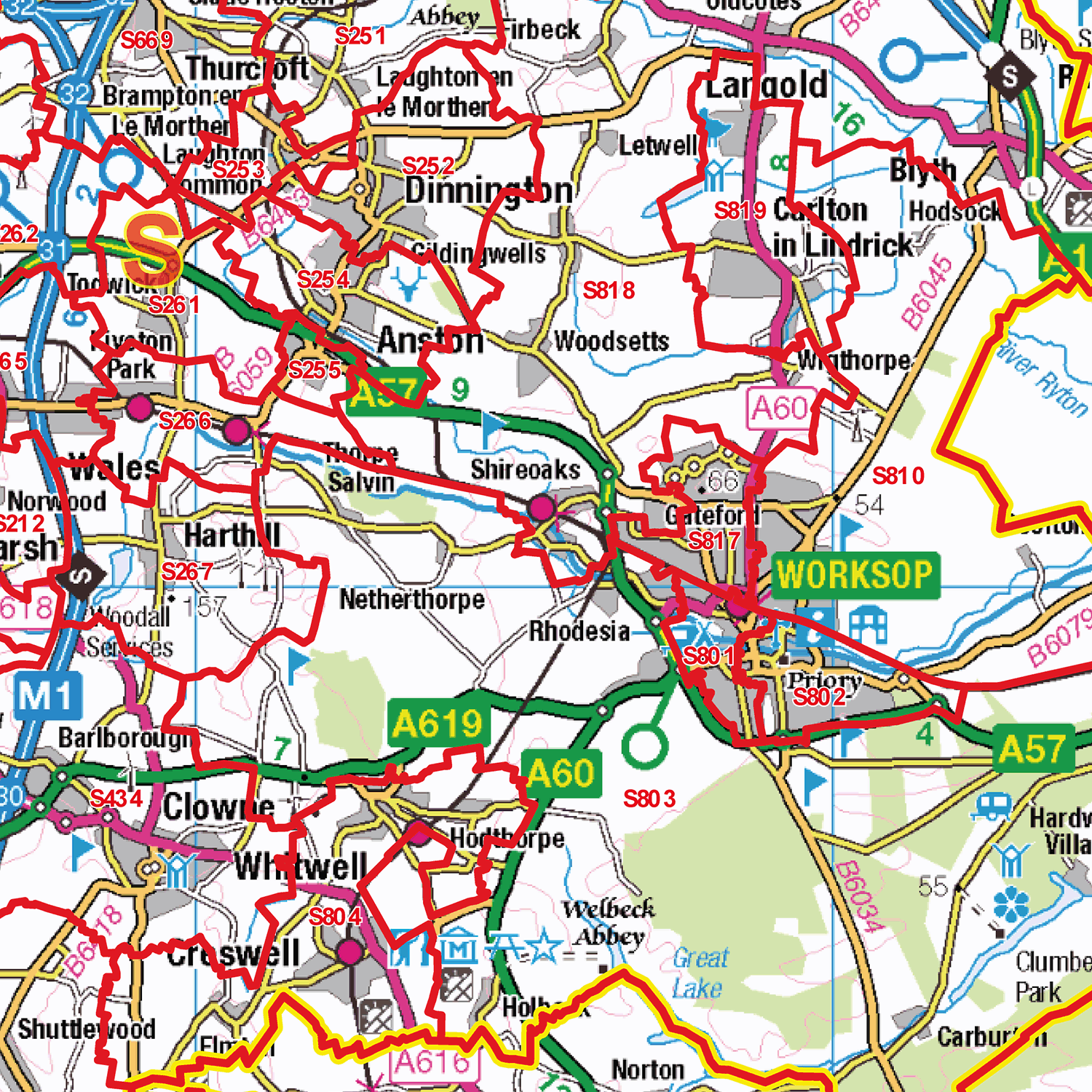Doncaster - DN - Postcode Wall Map (G13)