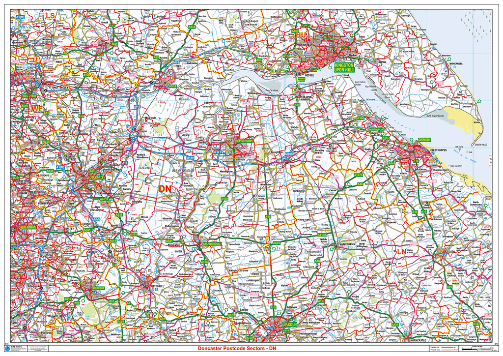 Doncaster - DN - Postcode Wall Map (G13)