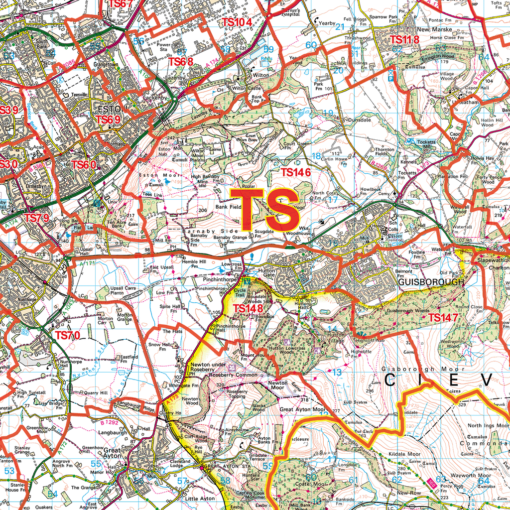 Teesside - TS - Postcode Sector Map (G15) – XYZ Maps