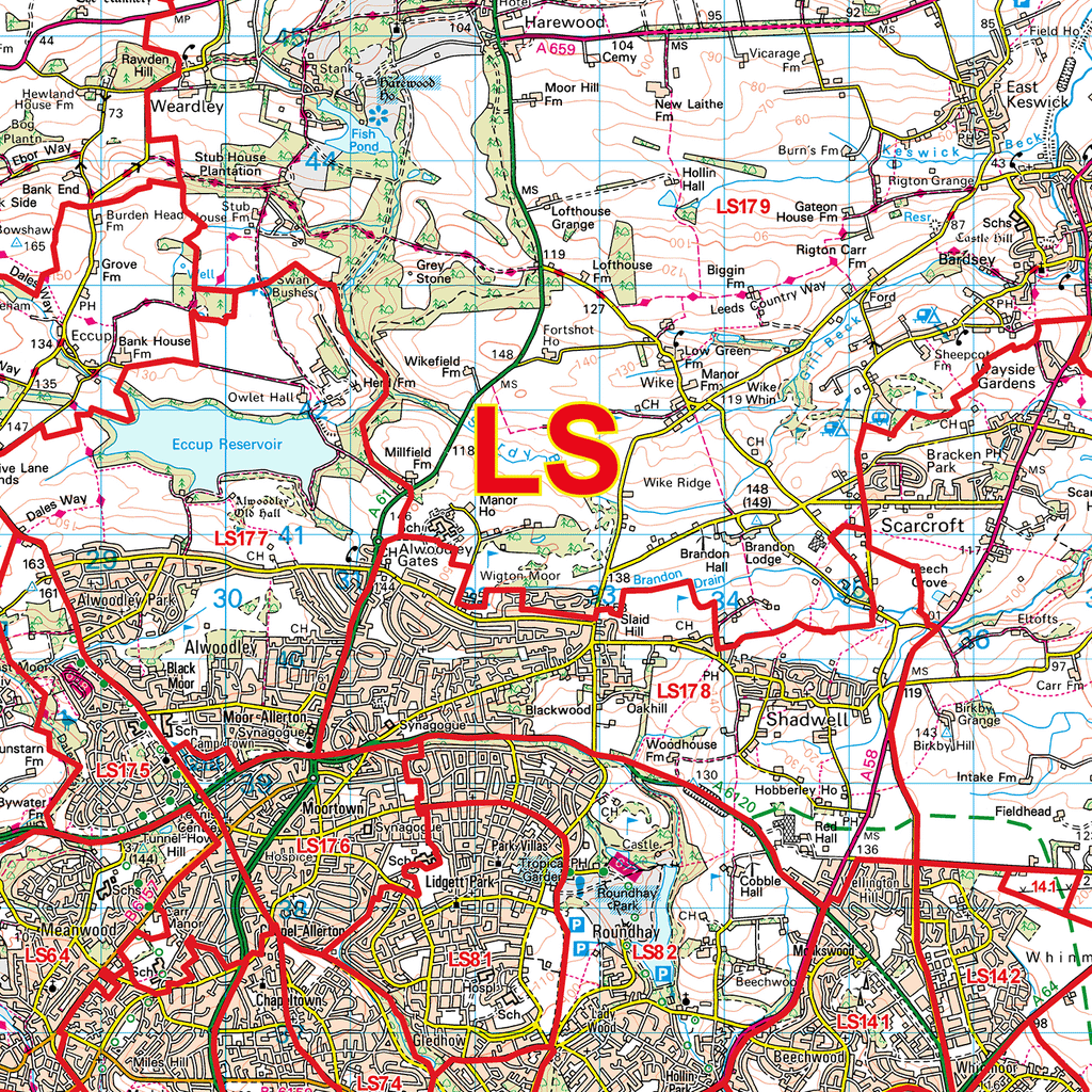 Ls18 Postcode Map Leeds - LS - Postcode Sector Map (G17) – XYZ Maps