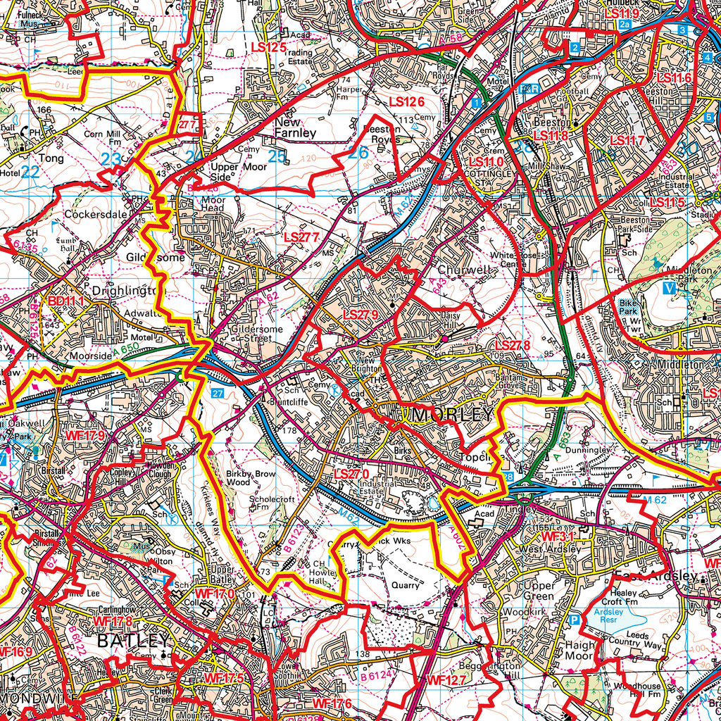 Ls Postcode Sector Map Leeds - LS - Postcode Sector Map (G17) – XYZ Maps