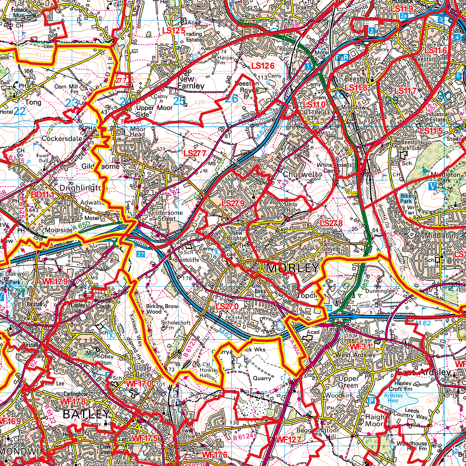 Ls18 Postcode Map Leeds - LS - Postcode Sector Map (G17) – XYZ Maps