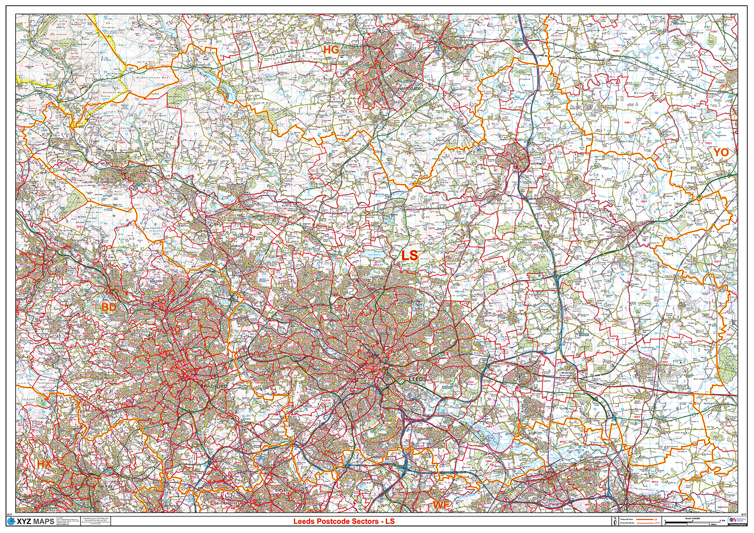 Leeds - LS - Postcode Sector Map (G17)