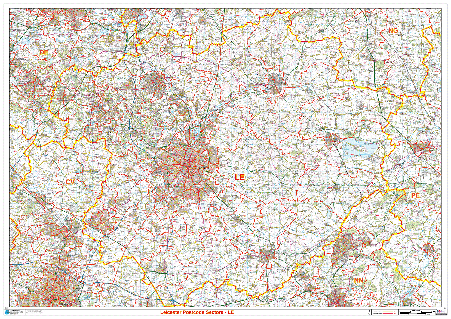 Leicester - LE - Postcode Sector Map (G19)