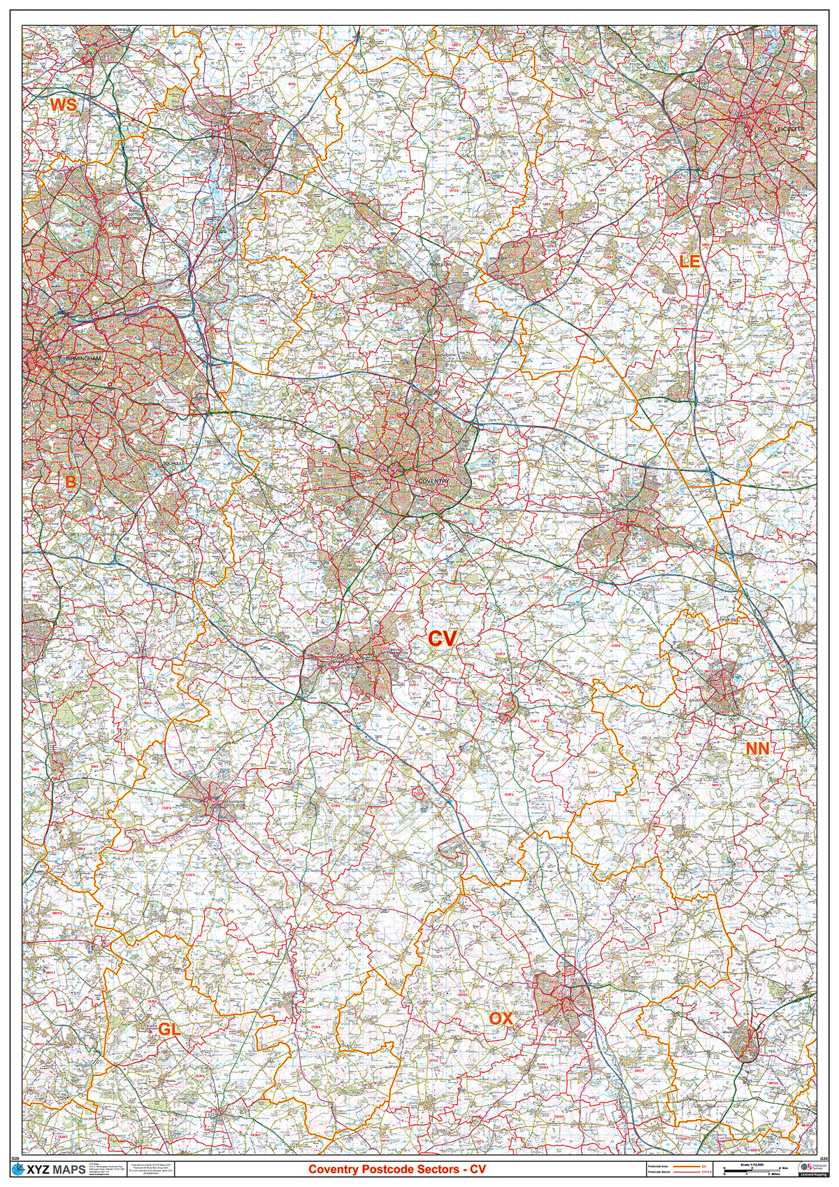G20 Postcode Coventry - CV - Postcode Sector Map (G20) – XYZ Maps