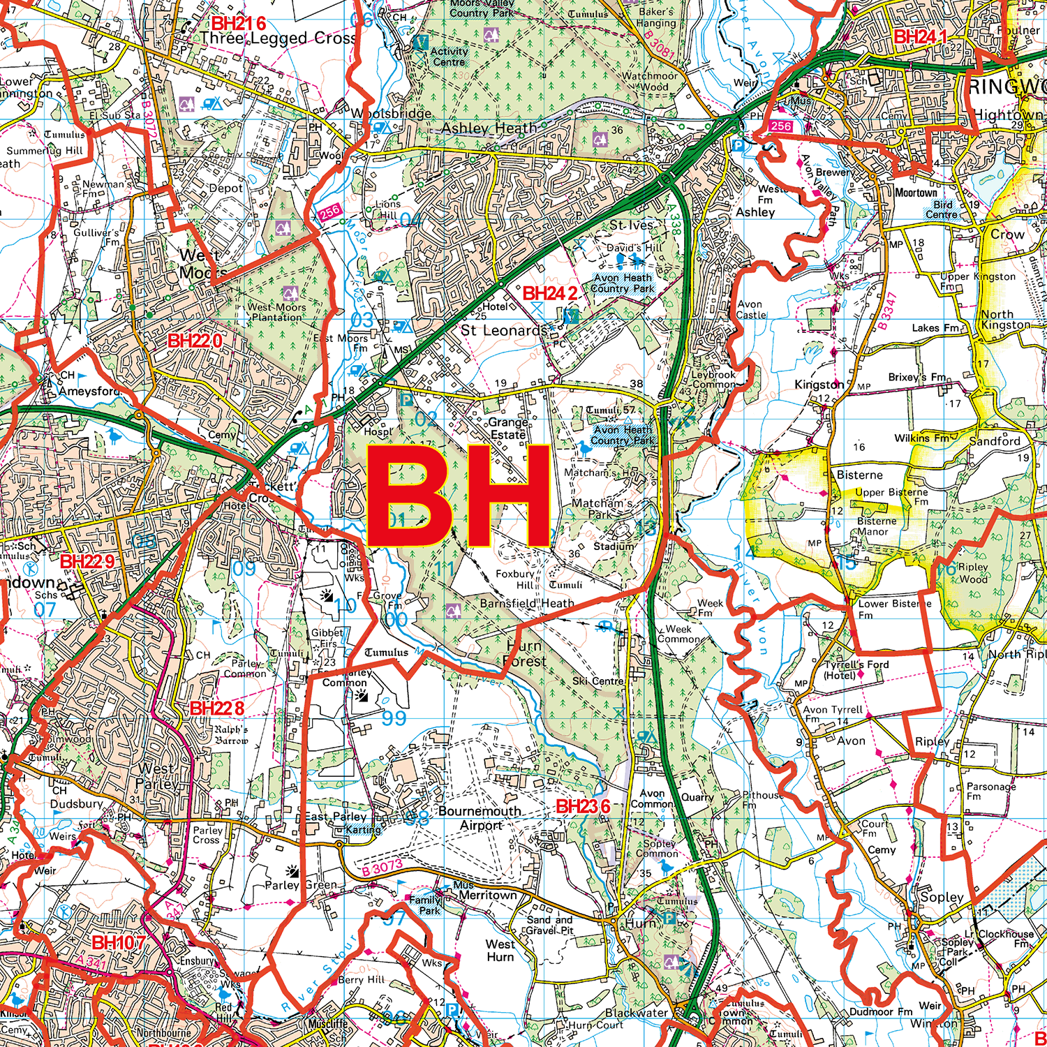 Bournemouth - BH - Postcode Sector Map (G21)