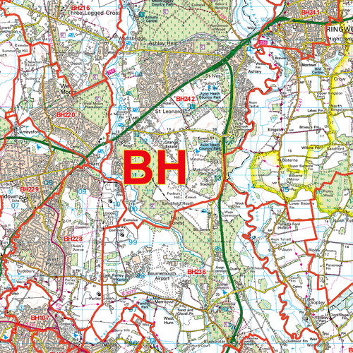 Bournemouth - BH - Postcode Sector Map (G21)