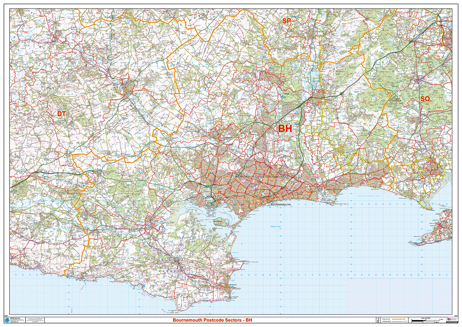 Bournemouth - BH - Postcode Sector Map (G21)