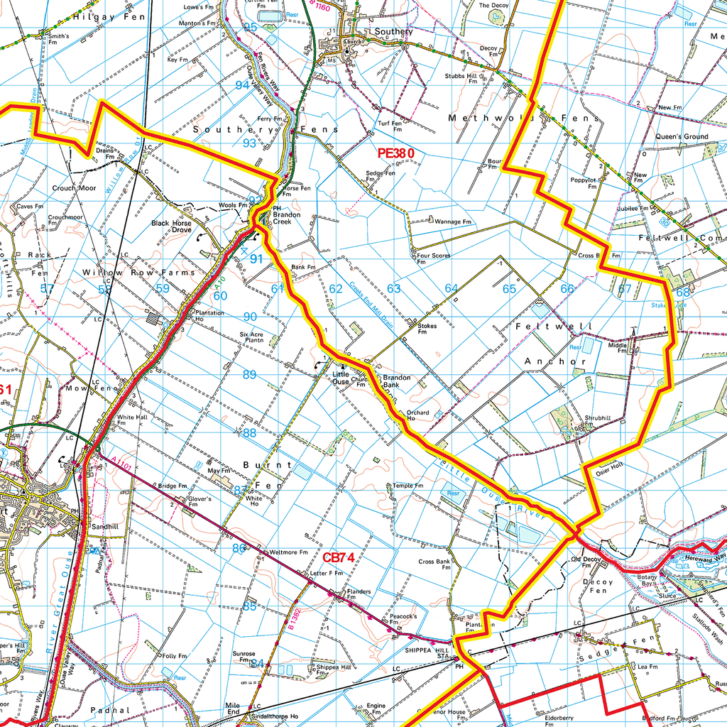 Cambridge - CB - Postcode Sector Map (G22)