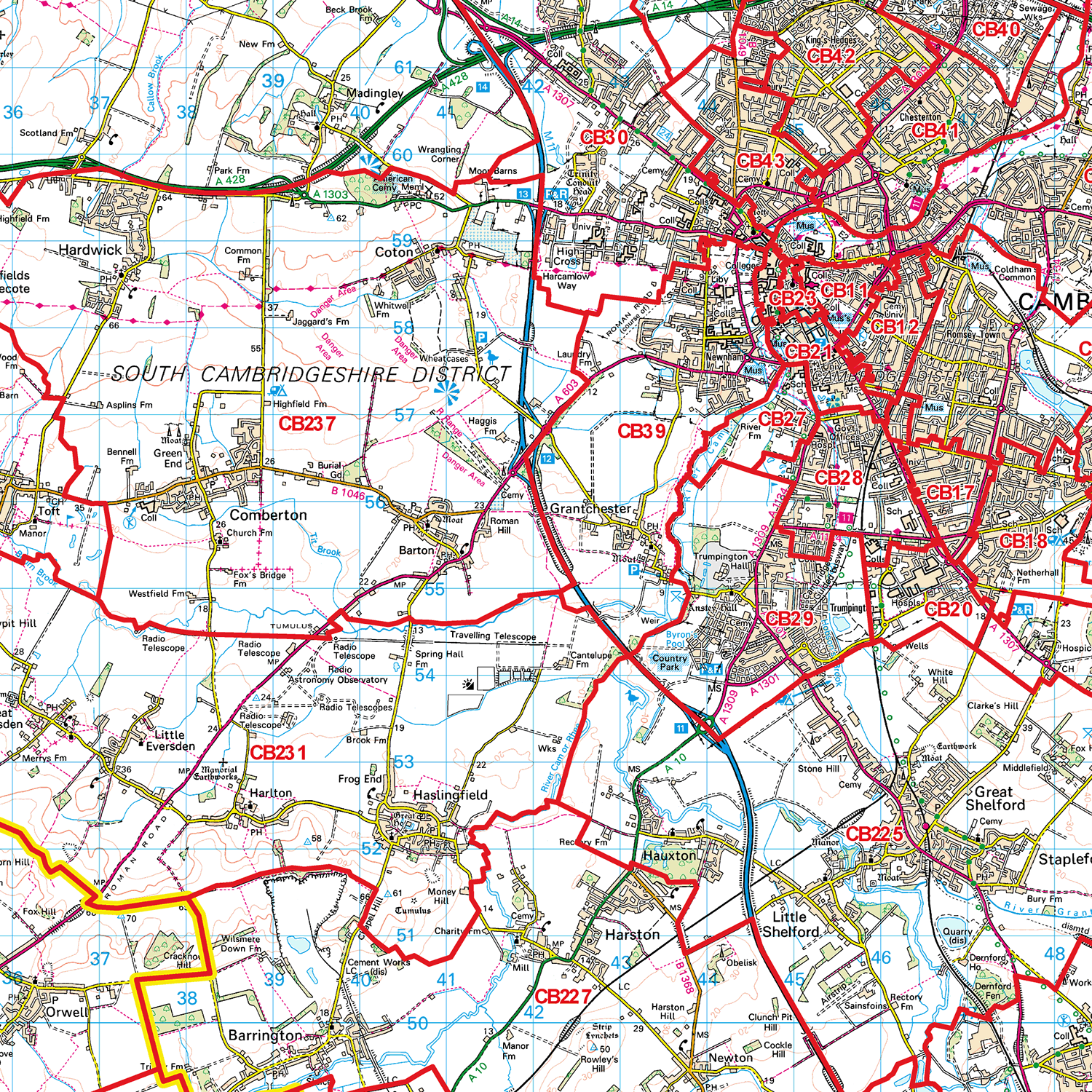 G22 Postcode Cambridge - CB - Postcode Sector Map (G22) – XYZ Maps