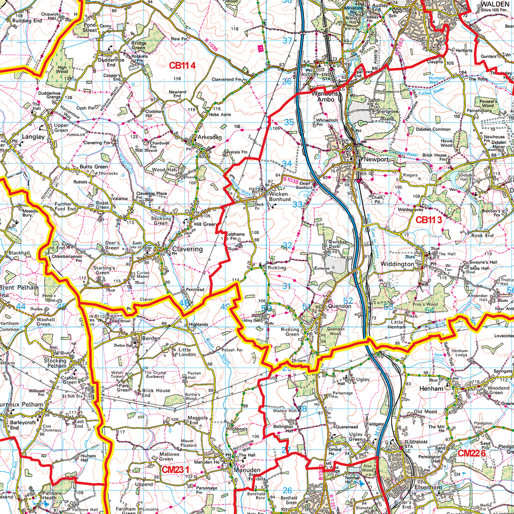 Cambridge - CB - Postcode Sector Map (G22)