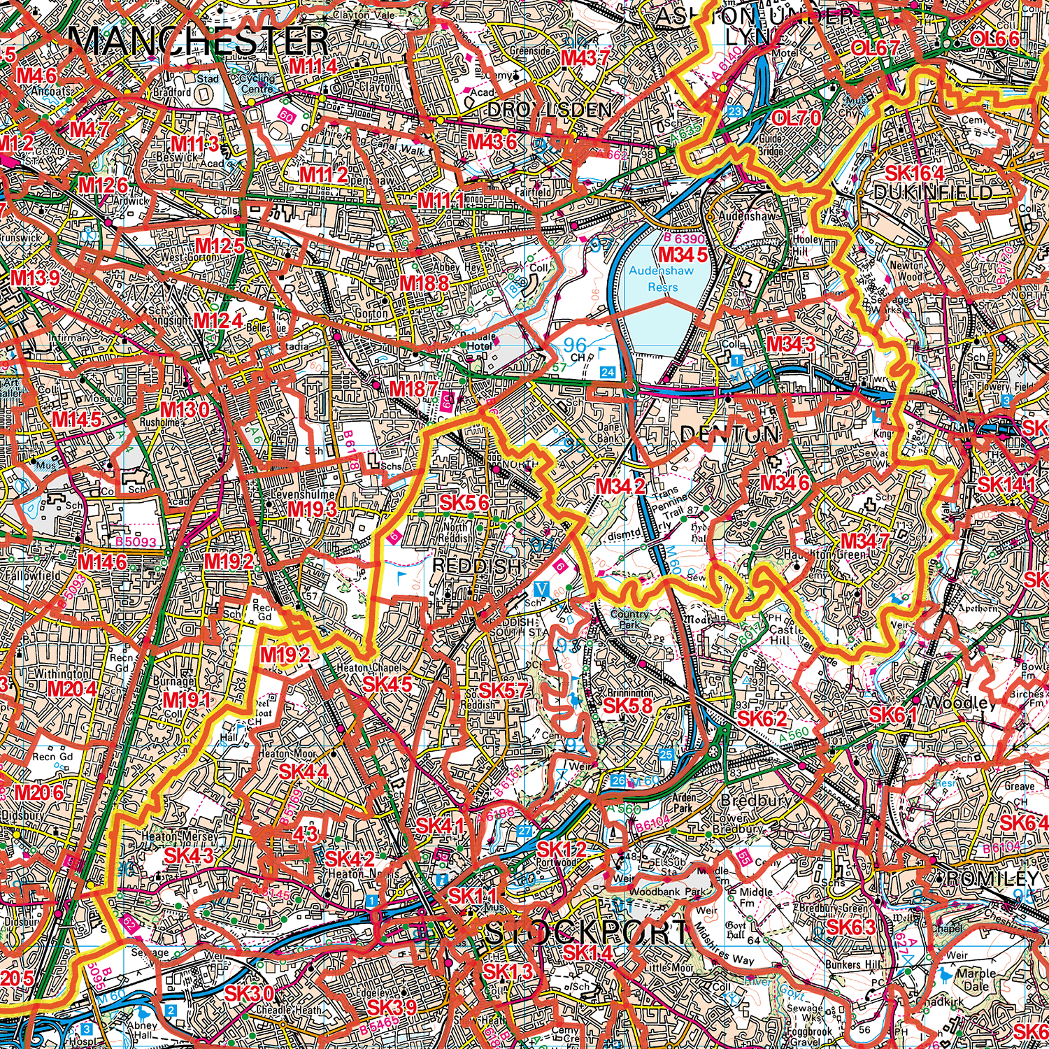 Stockport - SK - Postcode Sector Map (G24)