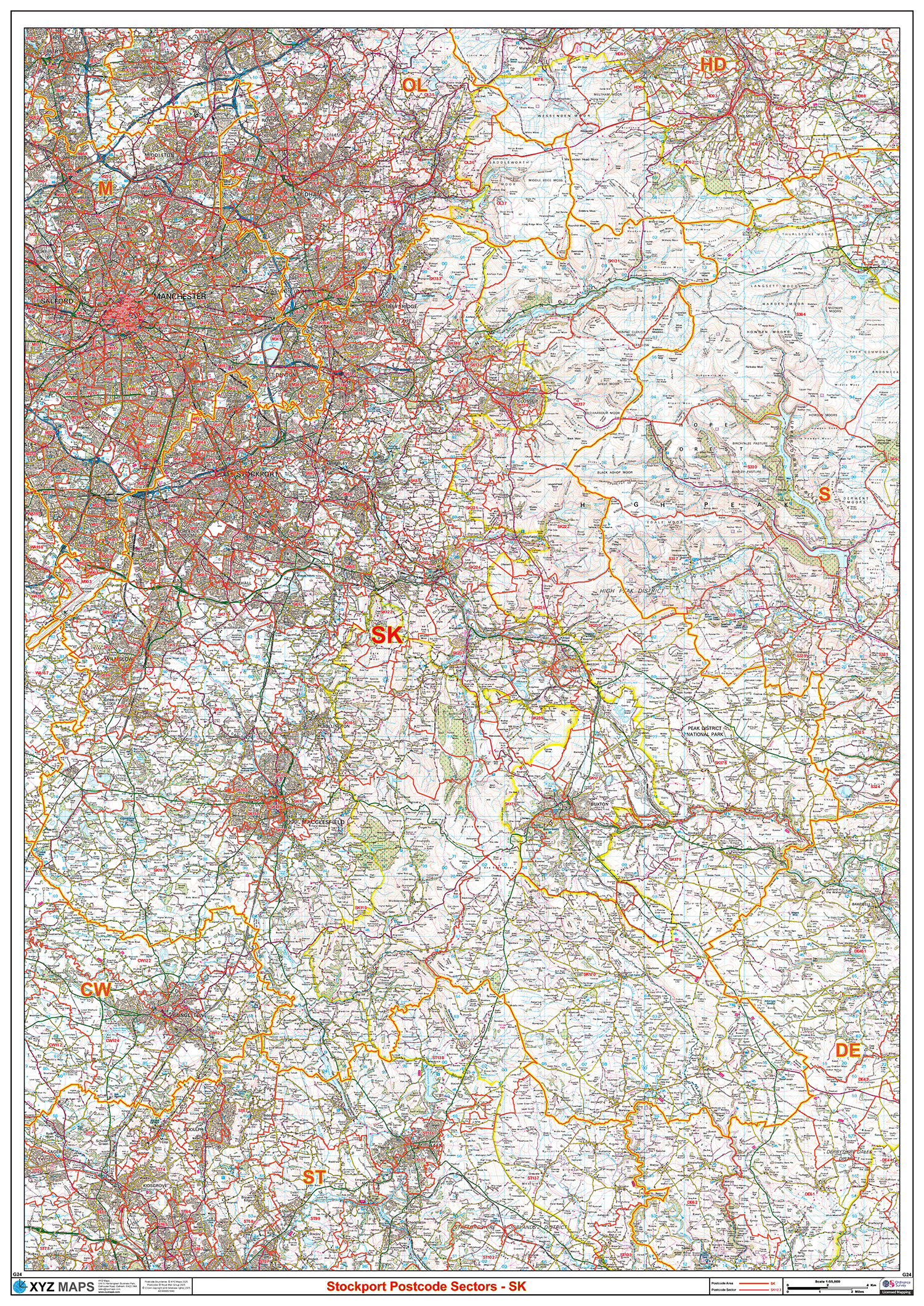 Stockport - SK - Postcode Sector Map (G24)