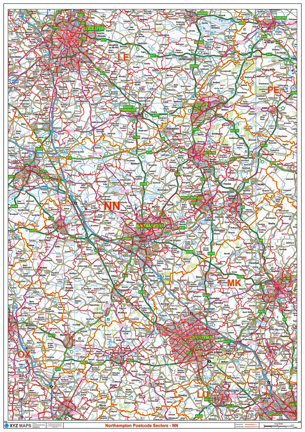 Northampton - NN - Postcode Sector Map (G25)