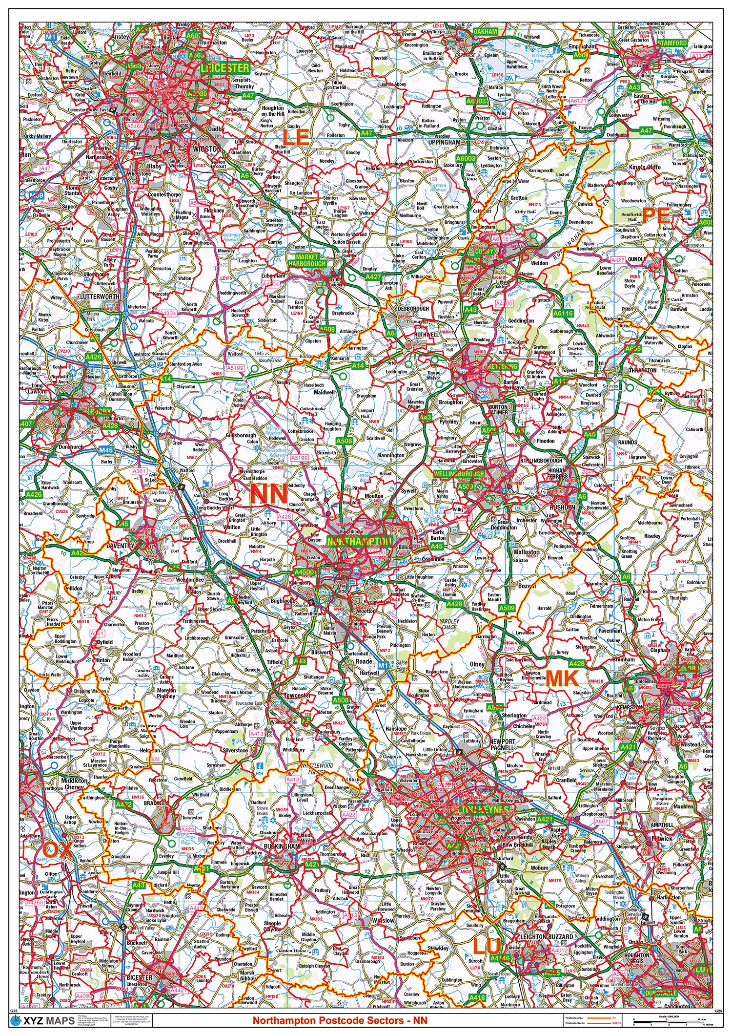 Northampton - NN - Postcode Sector Map (G25)